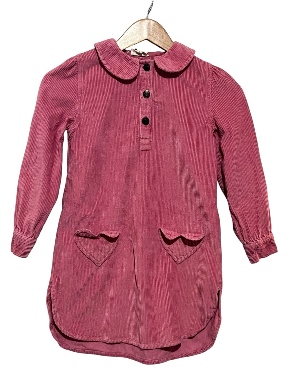 Louis Louise Girls' Pink Corduroy Dress Heart Pockets Size 8